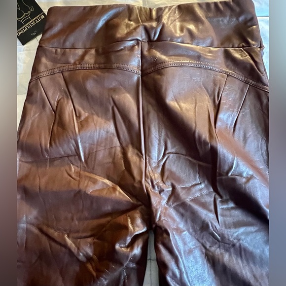 NWT ShoSho Brown faux leather, butt shaping leggings/pants. Women’s size Medium. - Picture 3 of 8
